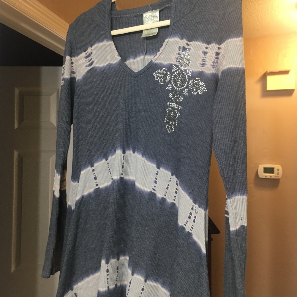 Tye Dye Grey & Blue top